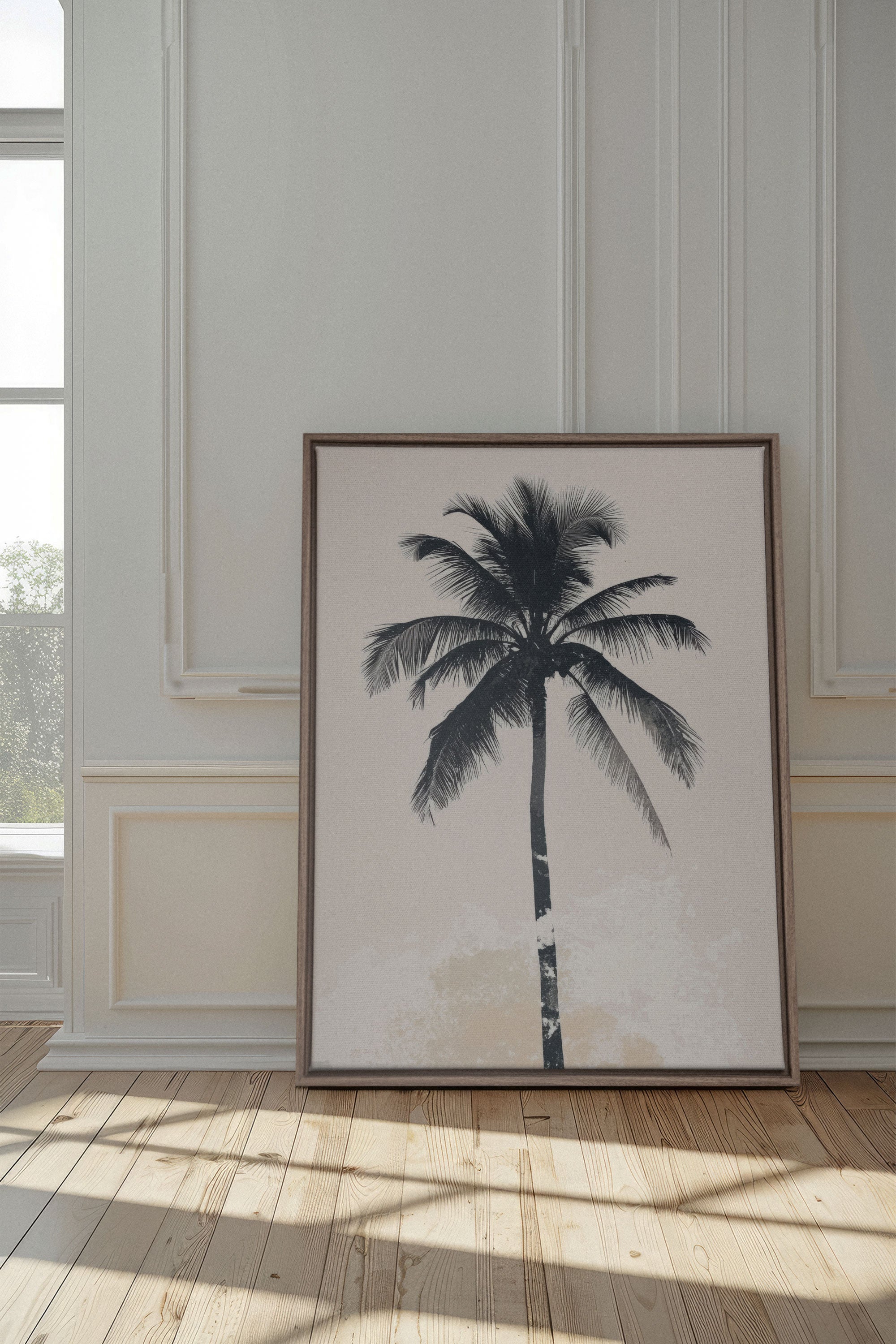 OLEKA CANVAS - PALM BLISS, Oeuvre sur toile étirée, encadré Brun Chêne