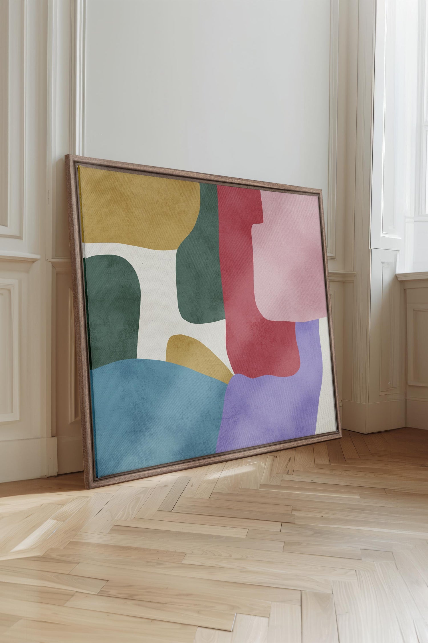 OLEKA CANVAS - SOFT MOSAIC, Oeuvre sur toile étirée, encadré Brun Chêne