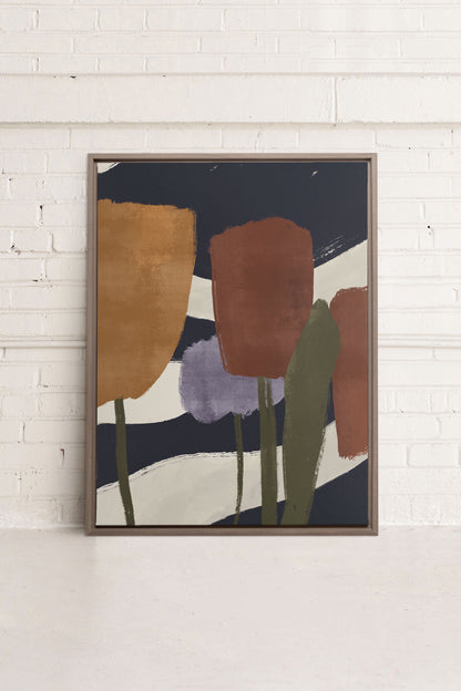 FLORAISONS, Oeuvre sur toile étirée, encadré Brun Chêne