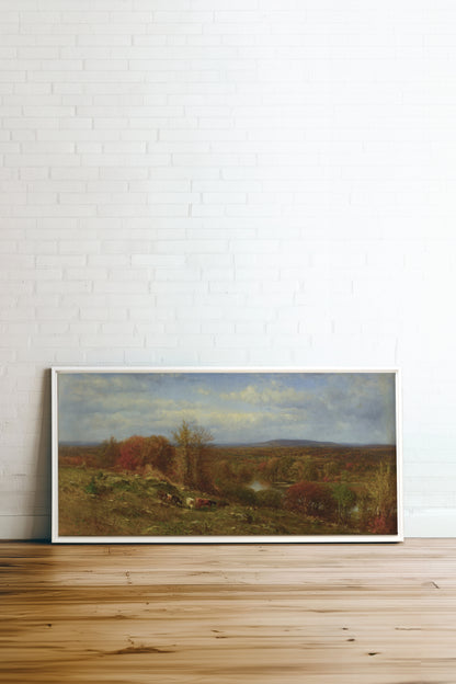 COUNTRYSIDE GLOW, Artwork on stretched canvas, framed in white