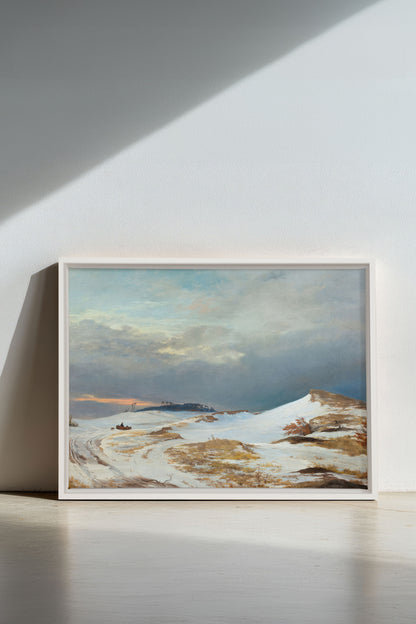 HIVER DORÉ, Oeuvre sur toile étirée, encadré Blanc