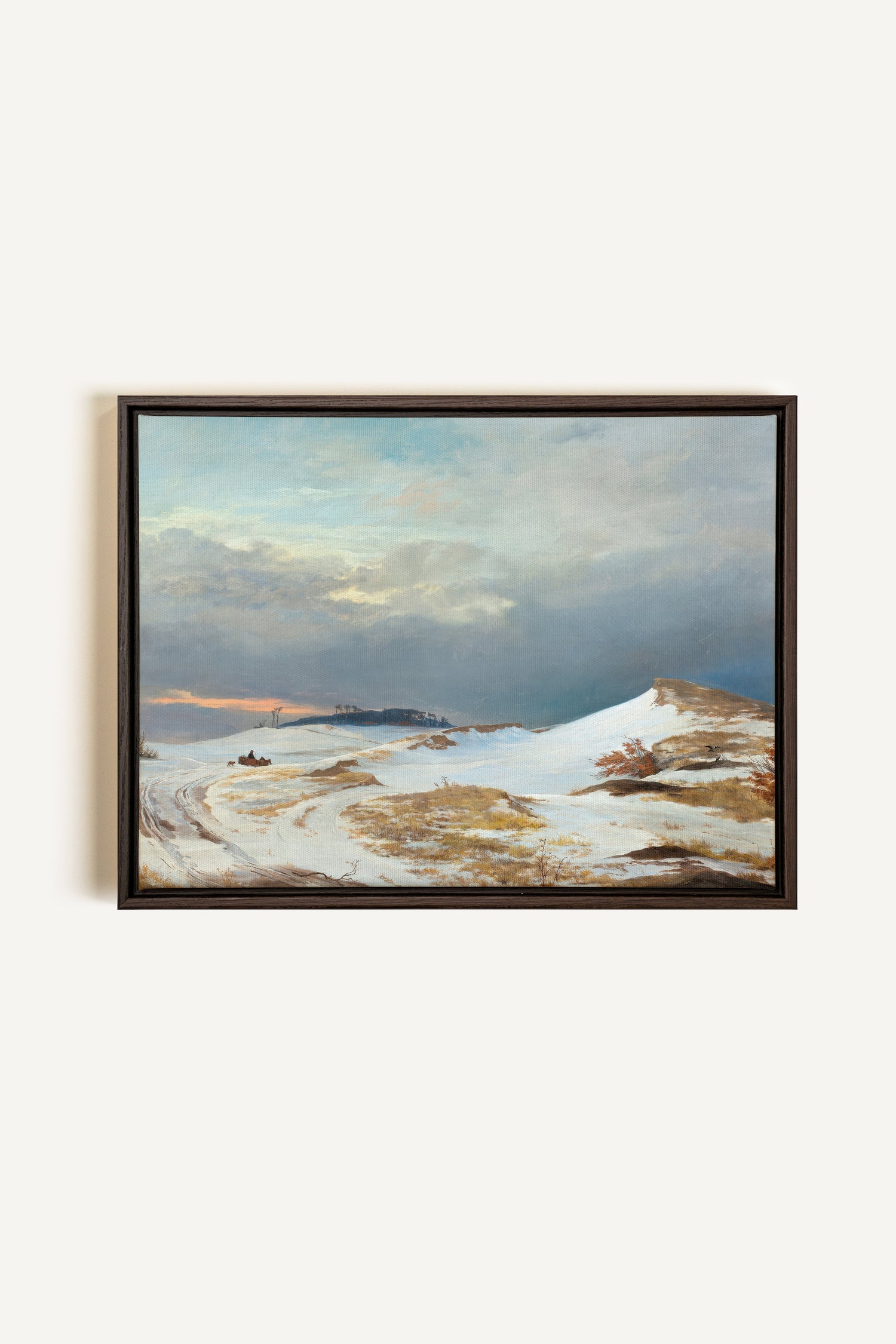 HIVER DORÉ, Oeuvre sur toile étirée, encadré Brun Noyer