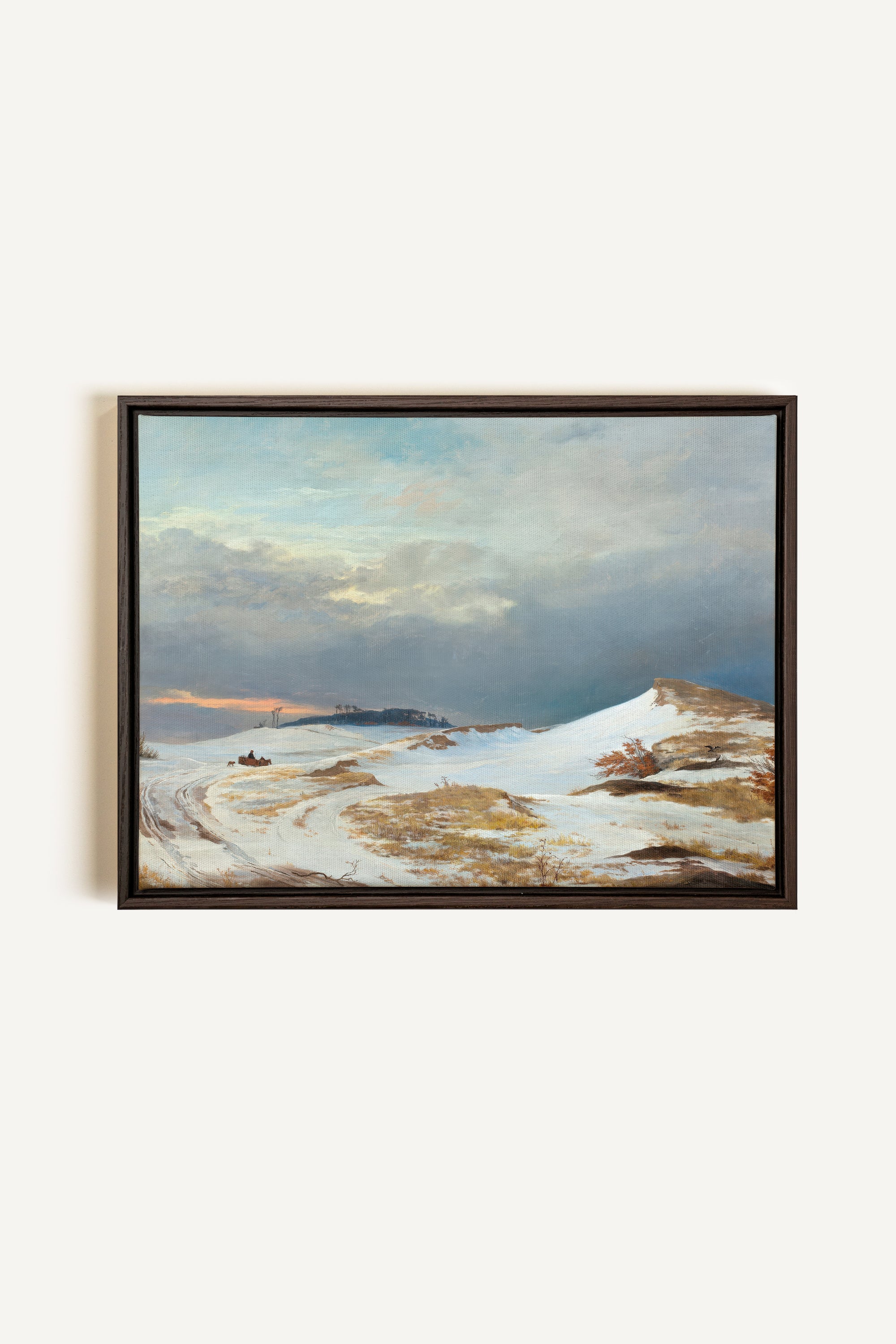 HIVER DORÉ, Oeuvre sur toile étirée, encadré Brun Noyer