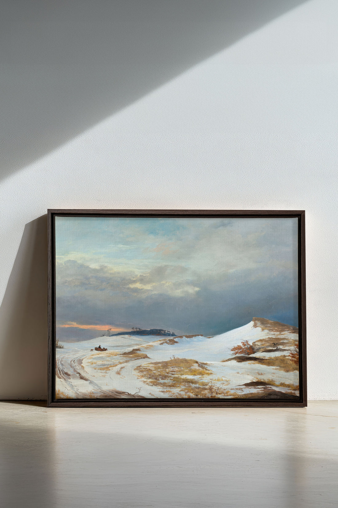 HIVER DORÉ, Oeuvre sur toile étirée, encadré Brun Noyer