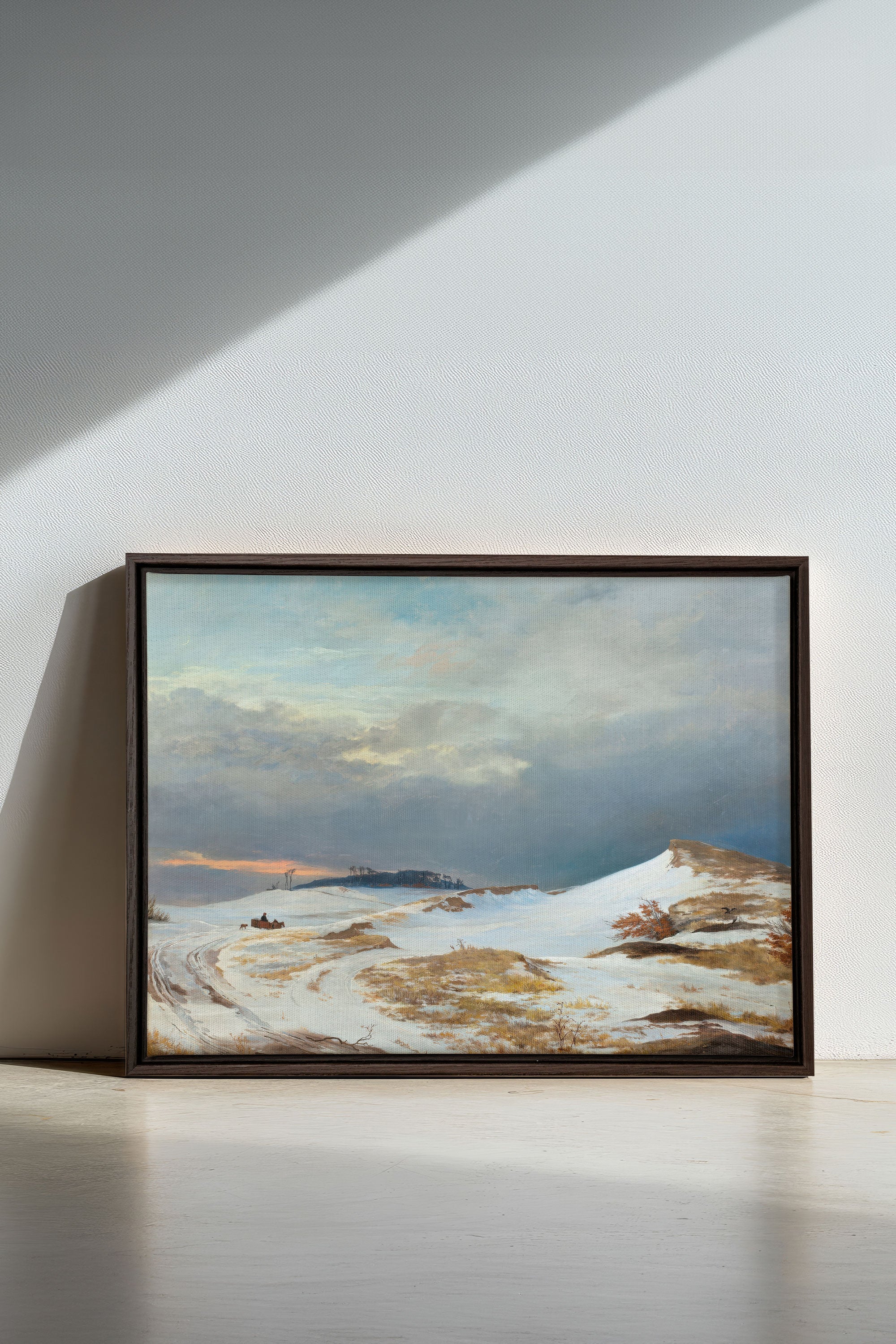 HIVER DORÉ, Oeuvre sur toile étirée, encadré Brun Noyer