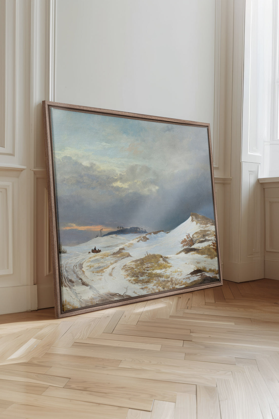 HIVER DORÉ, Oeuvre sur toile étirée, encadré Brun Chêne
