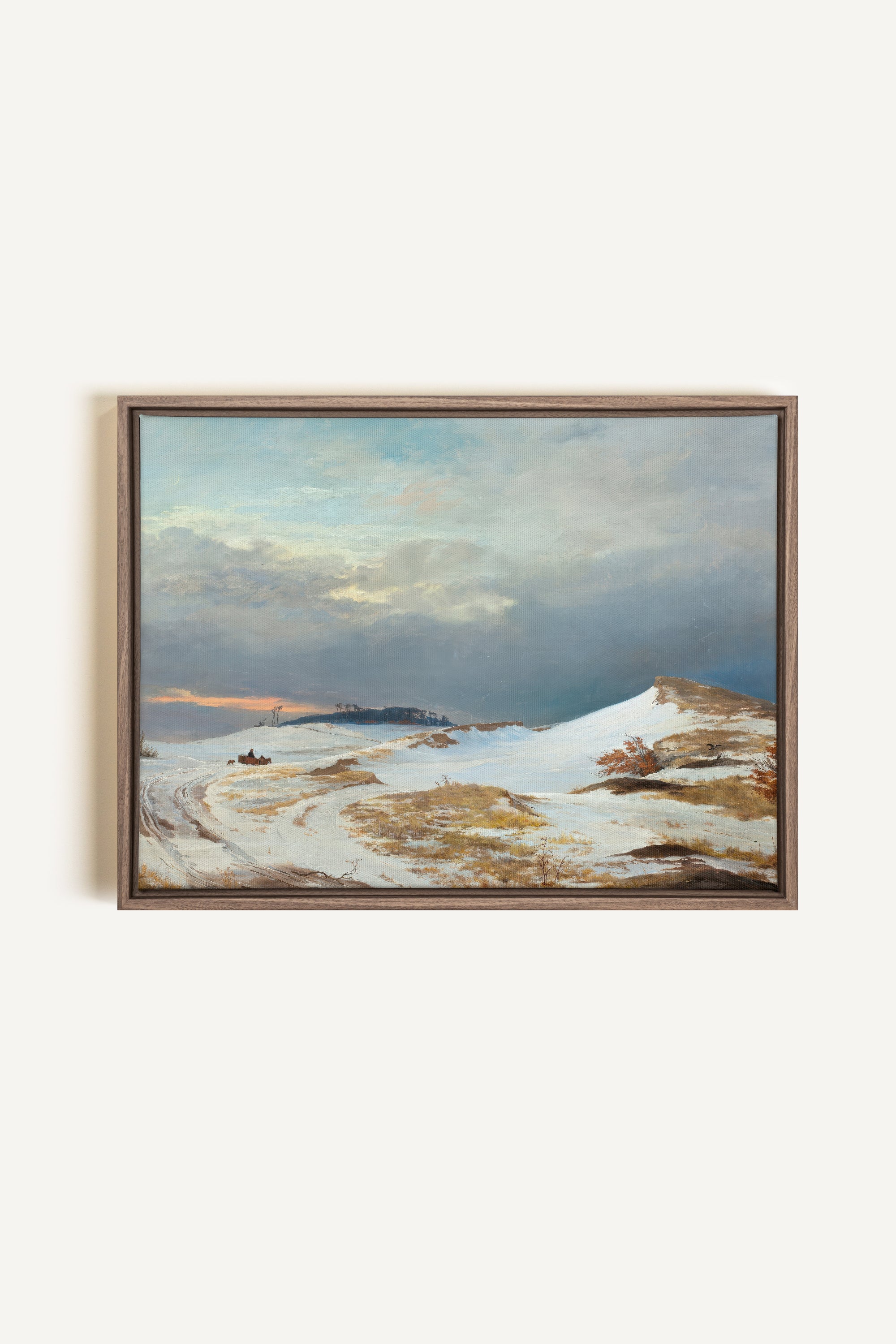 HIVER DORÉ, Oeuvre sur toile étirée, encadré Brun Chêne