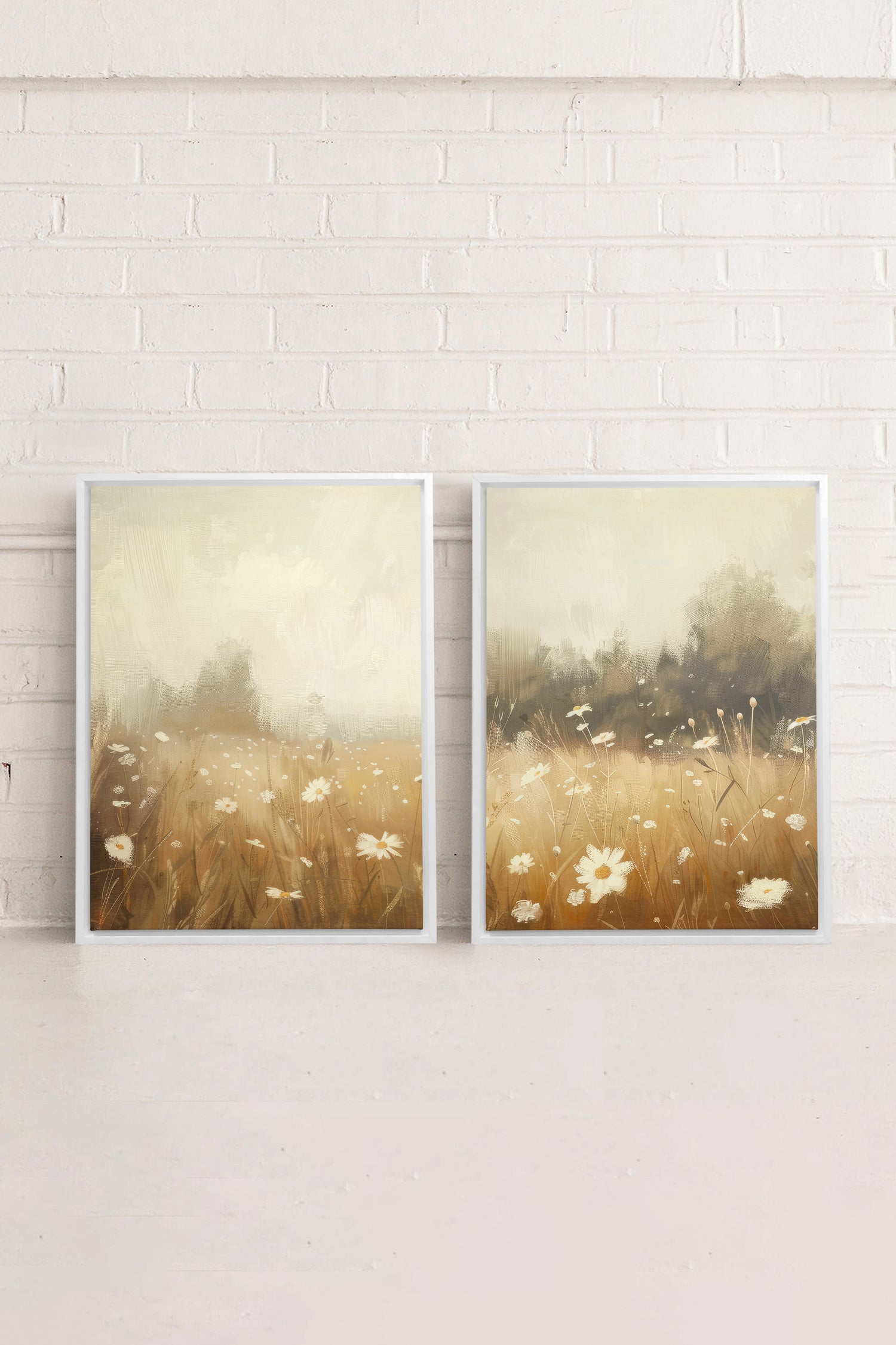 COMBINAISON DAISY BREEZE, 2 Works on stretched canvas, framed in white