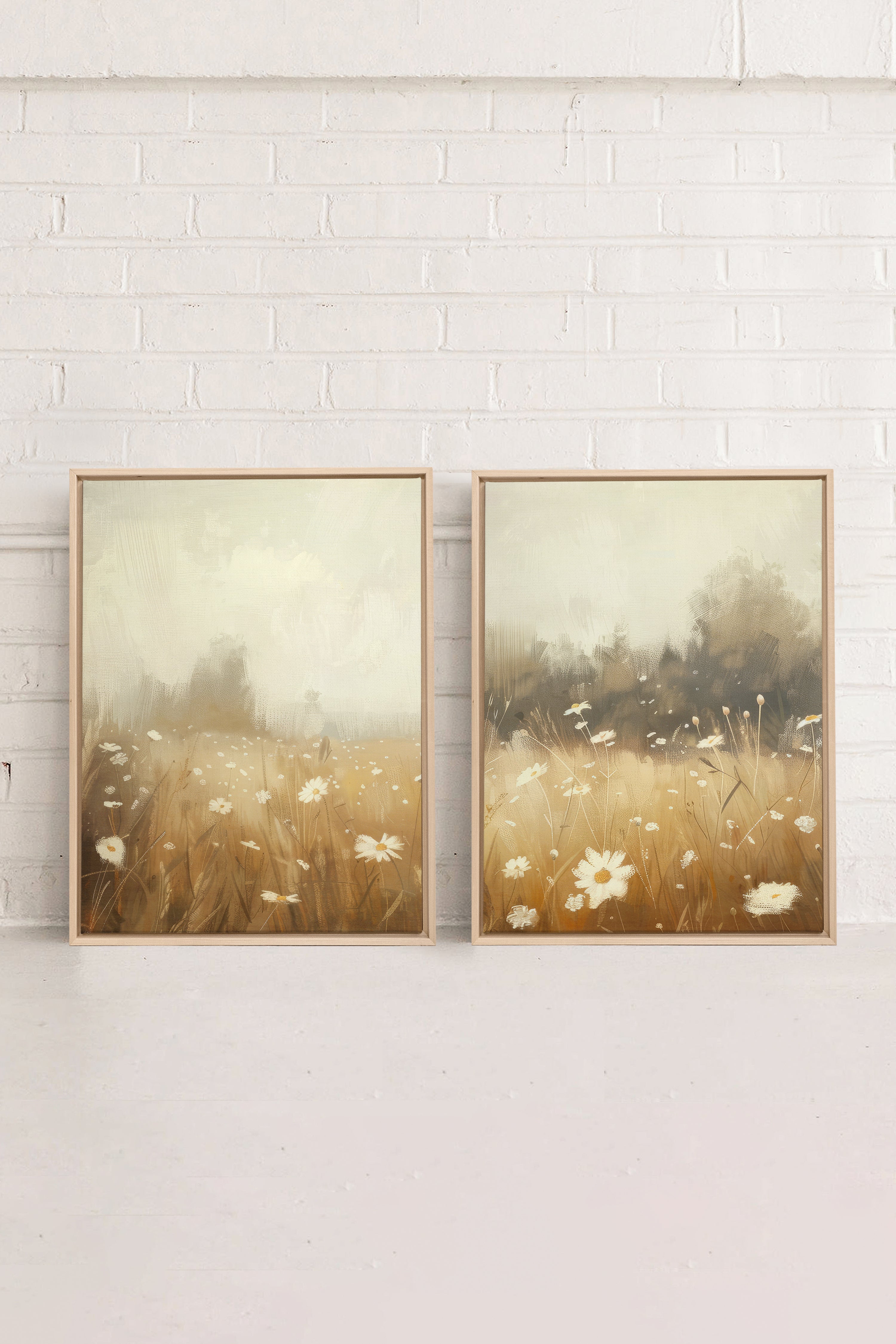 COMBINAISON DAISY BREEZE, 2 Artworks on stretched canvas, framed Natural Light