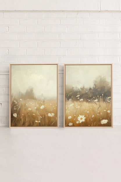 COMBINAISON DAISY BREEZE, 2 Artworks on stretched canvas, framed Natural Light