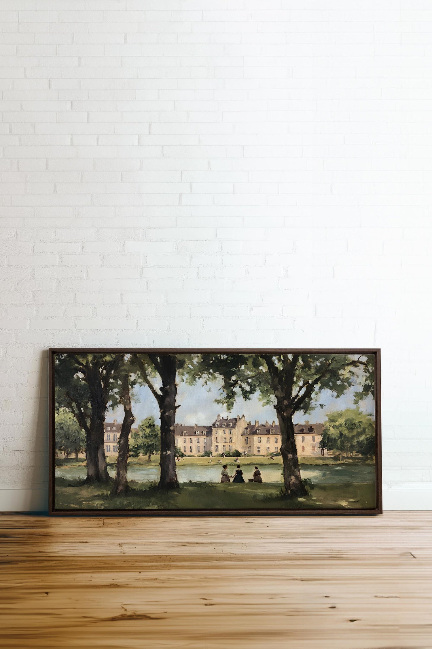 OLEKA CANVAS - SUMMER AT THE ESTATE, Oeuvre sur toile étirée, encadré Brun Noyer