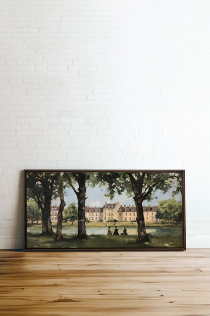 OLEKA CANVAS - SUMMER AT THE ESTATE, Oeuvre sur toile étirée, encadré Brun Noyer