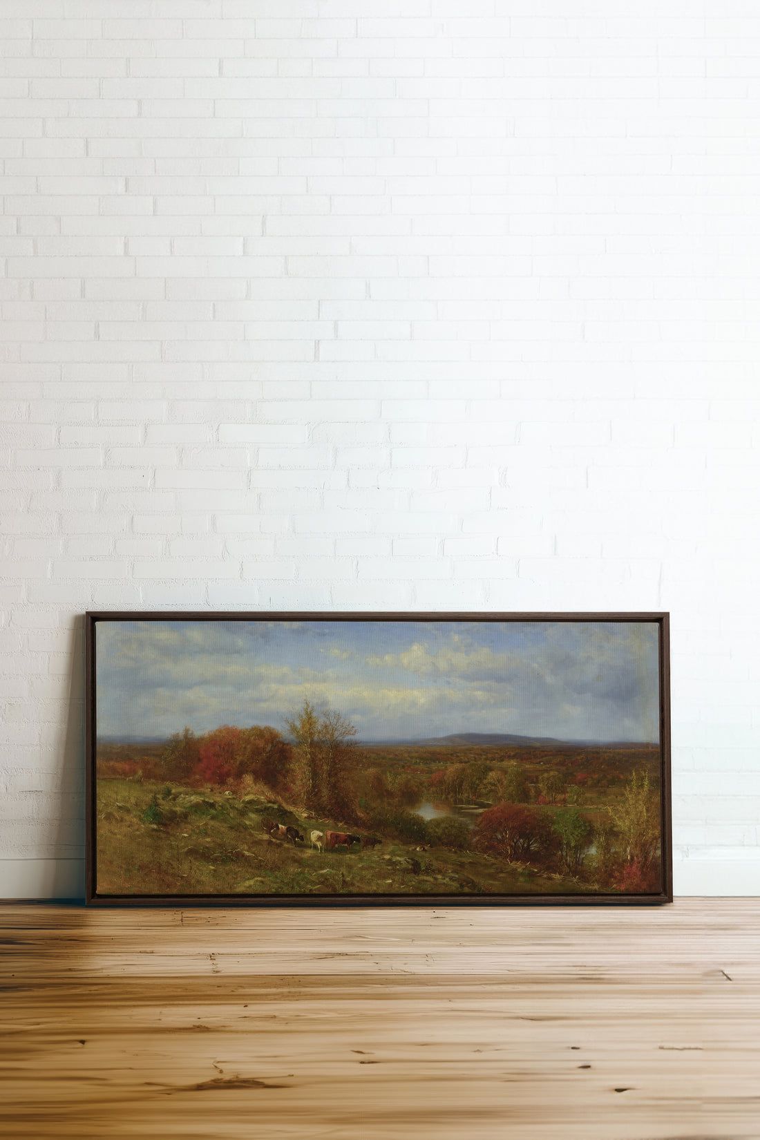 COUNTRYSIDE GLOW, Artwork on stretched canvas, framed in Walnut Brown