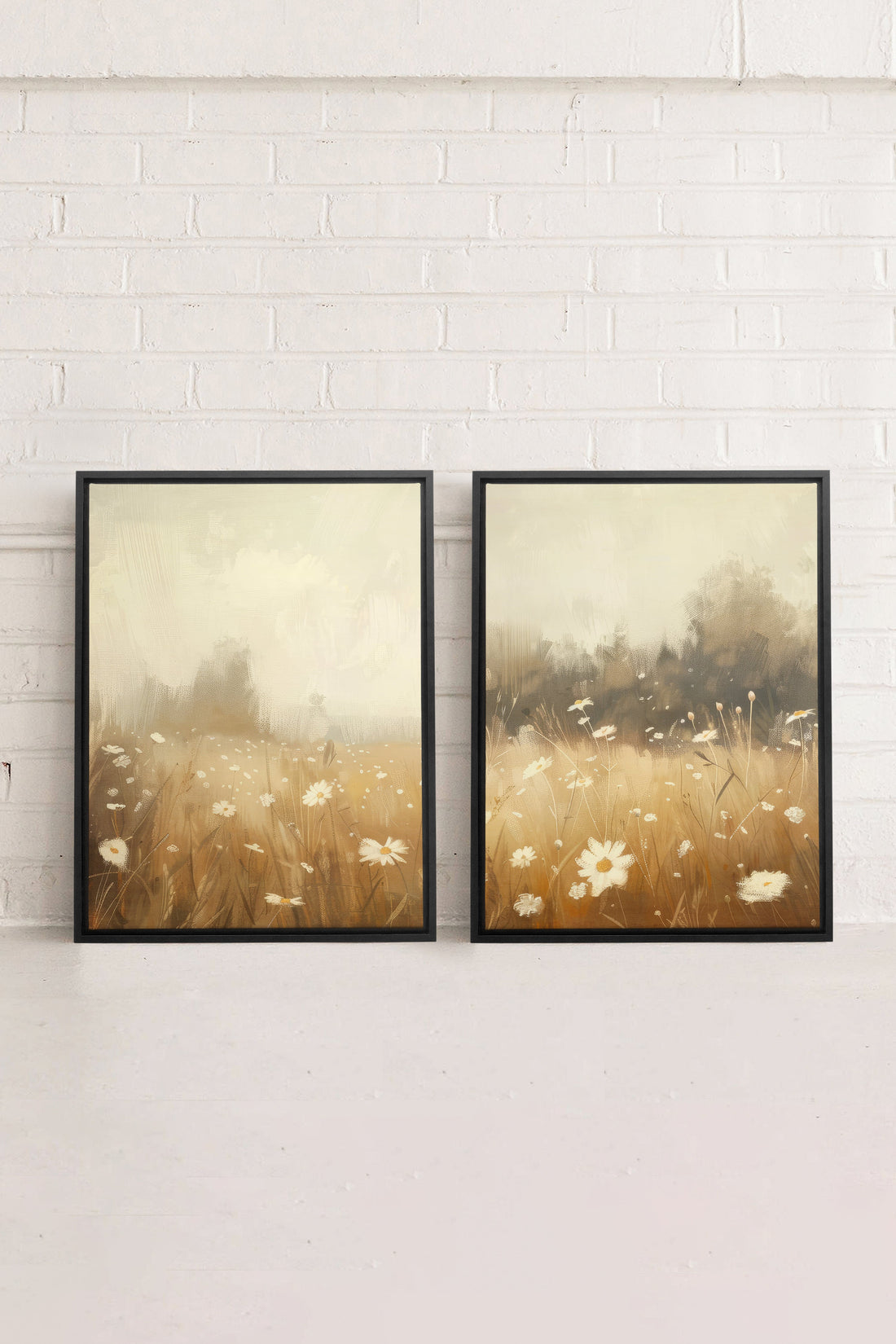 OLEKA CANVAS - COMBINAISON DAISY BREEZE, 2 Oeuvres sur toile étirée, encadré Noir