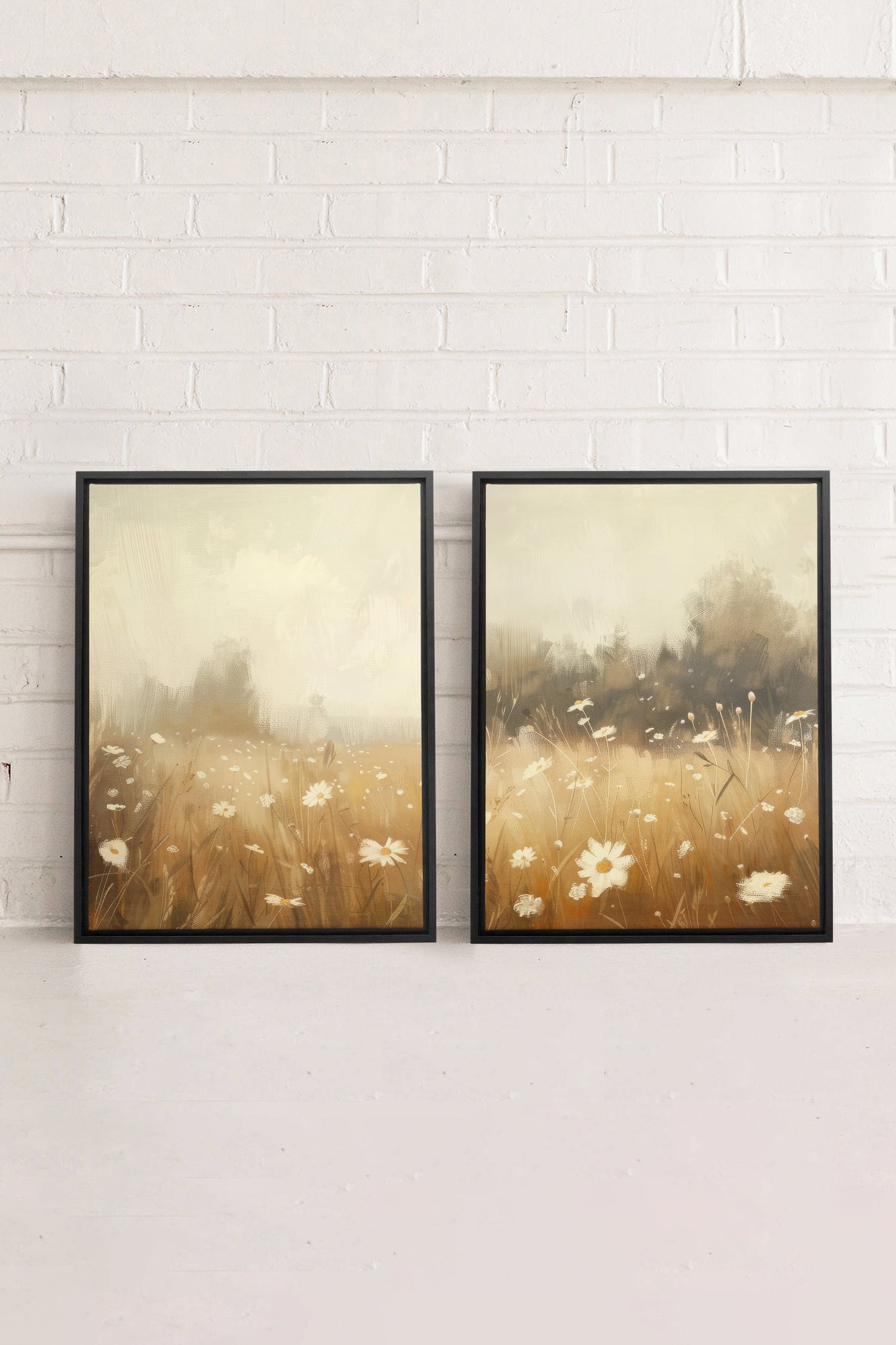 OLEKA CANVAS - COMBINAISON DAISY BREEZE, 2 Oeuvres sur toile étirée, encadré Noir