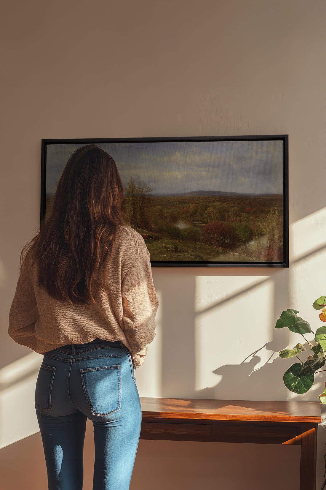 COUNTRYSIDE GLOW, Artwork on stretched canvas, framed in black