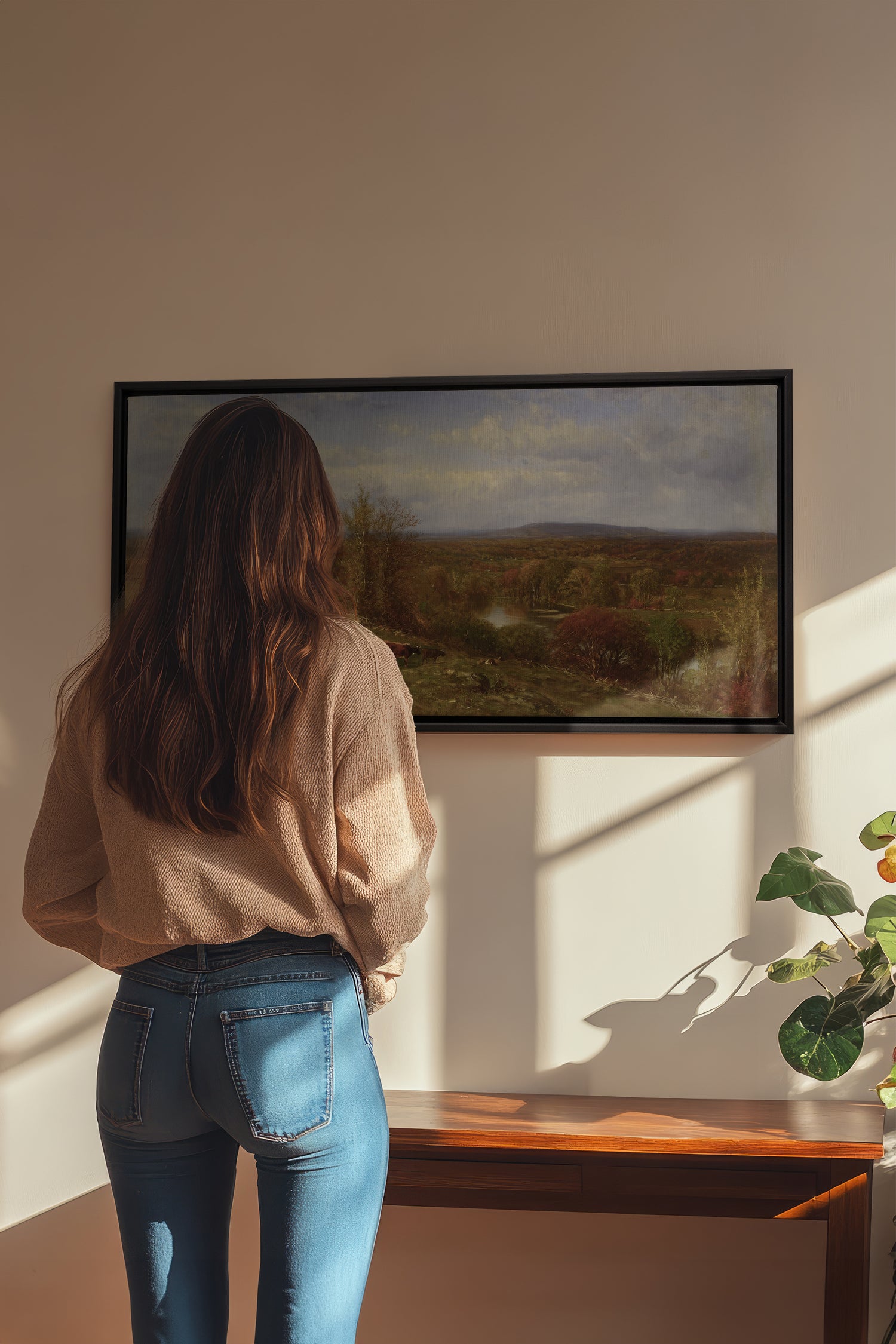 COUNTRYSIDE GLOW, Artwork on stretched canvas, framed in black