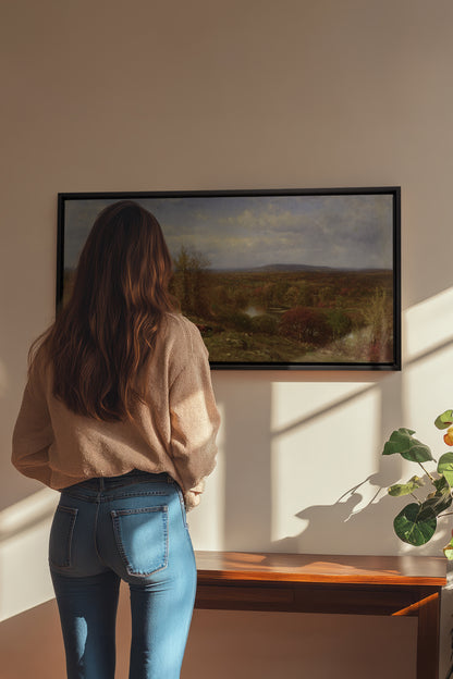 COUNTRYSIDE GLOW, Artwork on stretched canvas, framed in black