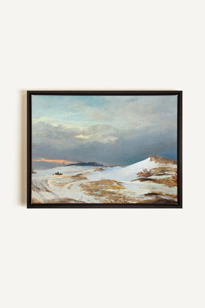 HIVER DORÉ, Oeuvre sur toile étirée, encadré Noir