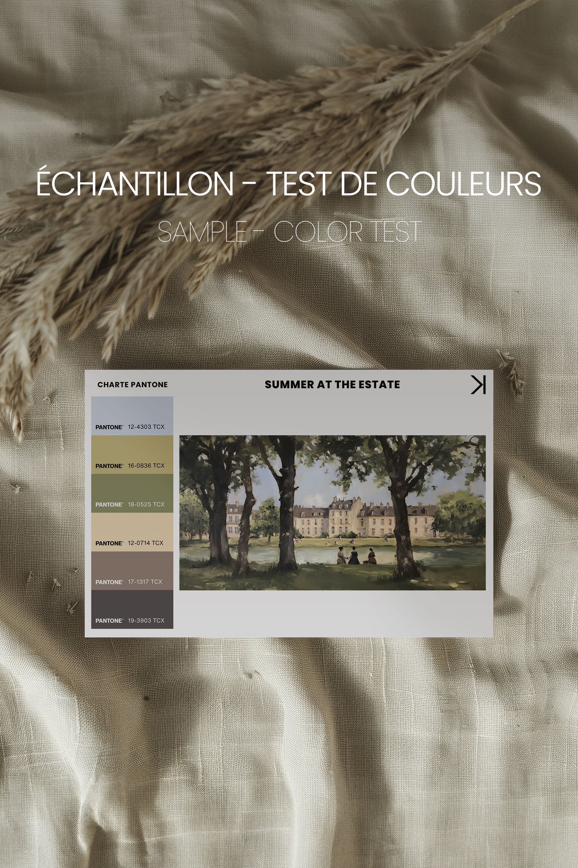 OLEKA CANVAS - SUMMER AT THE ESTATE, Oeuvre sur toile étirée, encadré Blanc