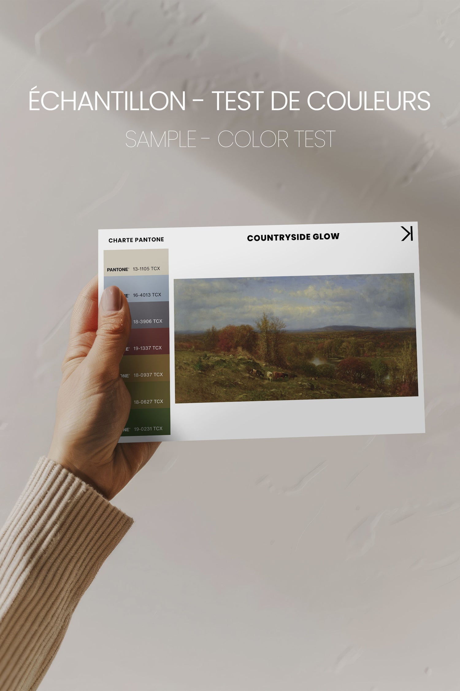 COUNTRYSIDE GLOW, Artwork on stretched canvas, framed in Walnut Brown