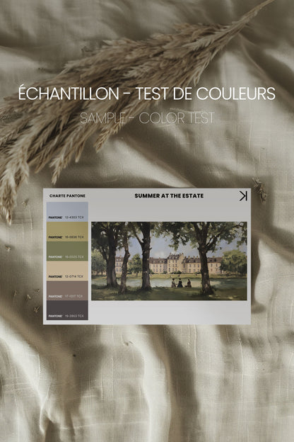 OLEKA CANVAS - SUMMER AT THE ESTATE, Oeuvre sur toile étirée, encadré Brun Noyer