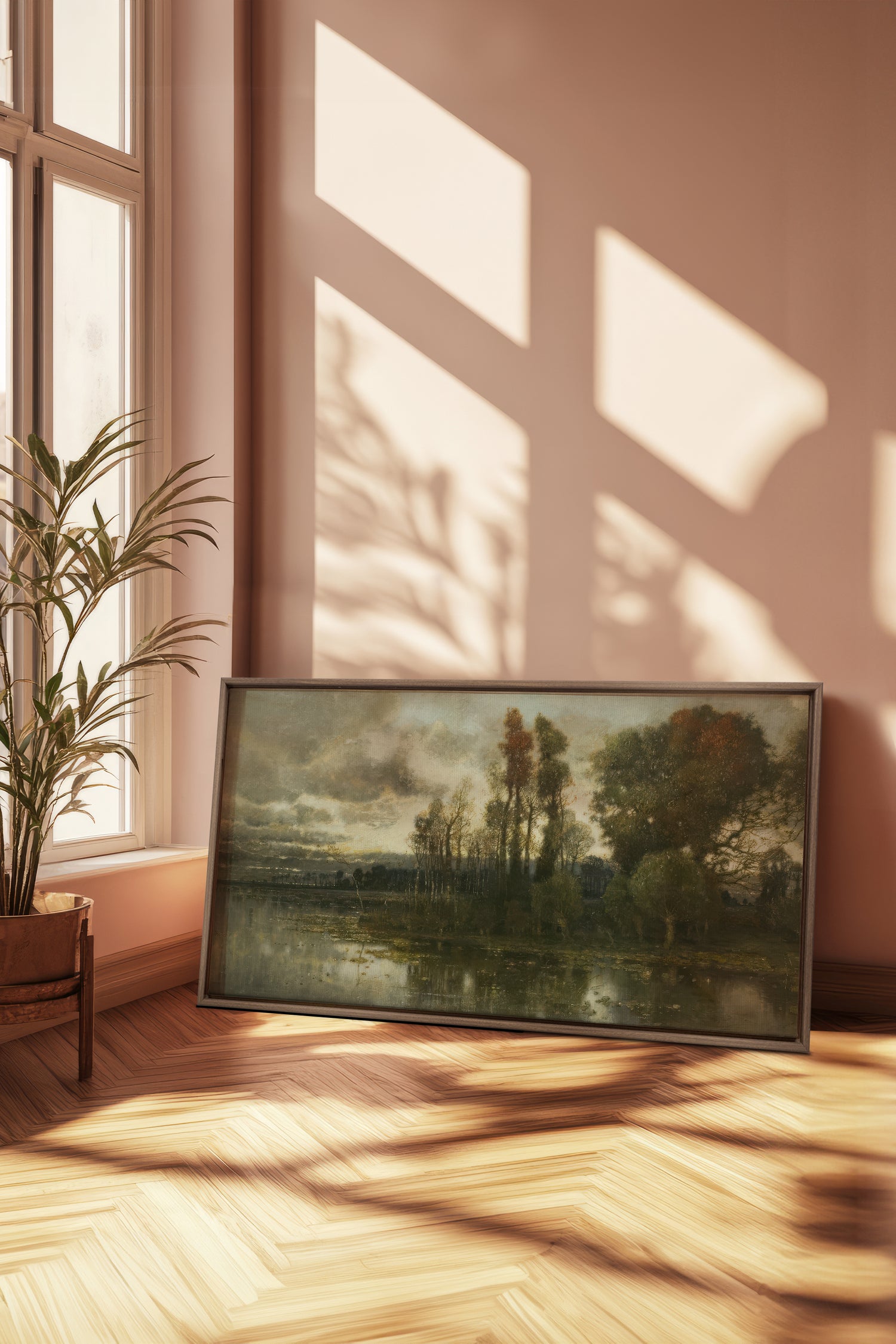 DARK SERENITY, Artwork on stretched canvas, framed in Brown Oak