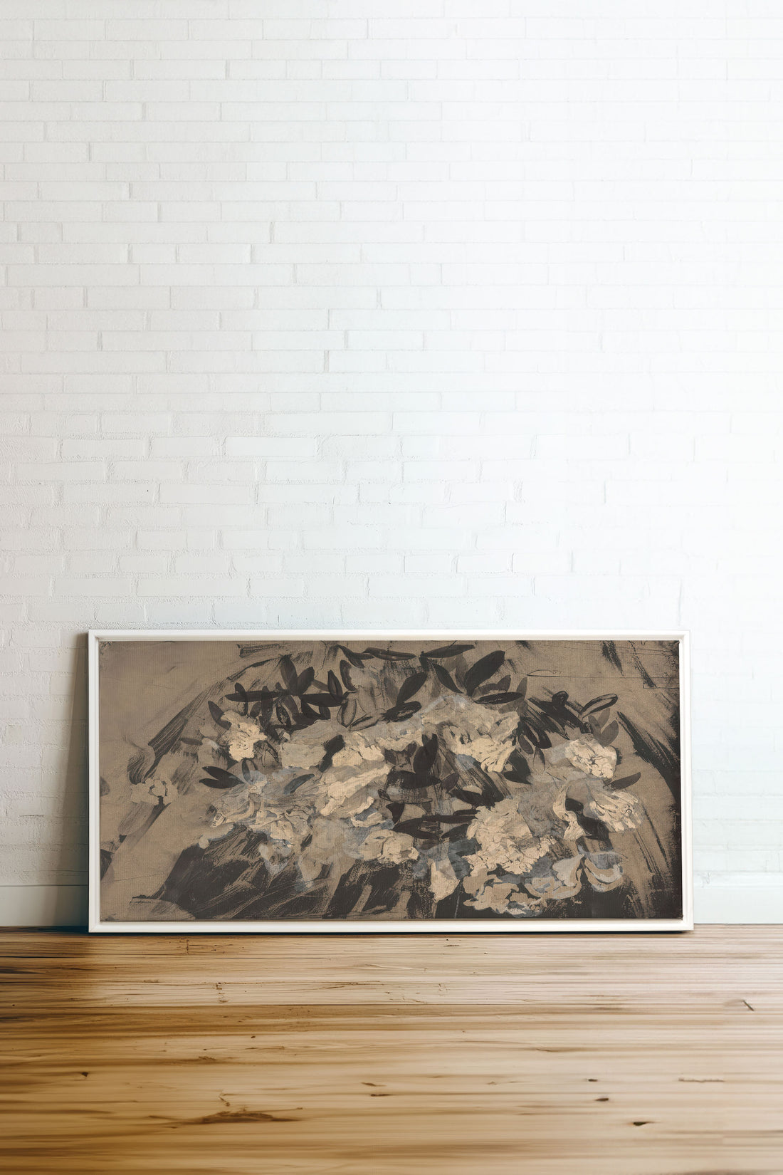 DARK BLOOM, Oeuvre sur toile étirée, encadré Blanc