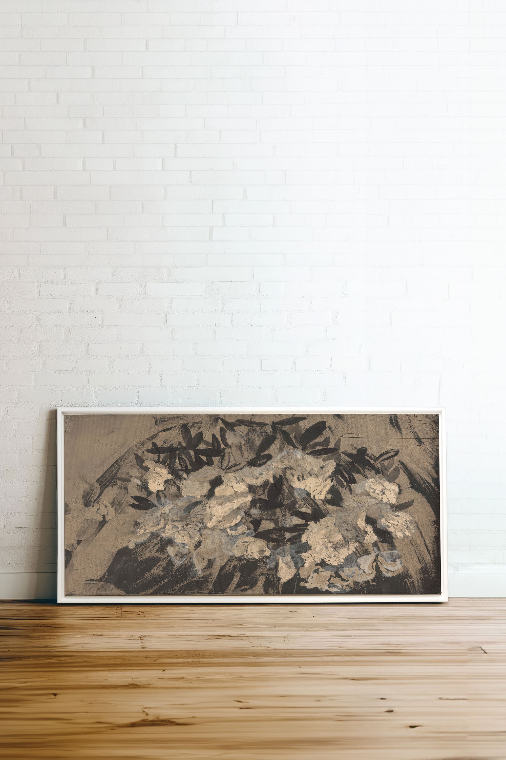 DARK BLOOM, Oeuvre sur toile étirée, encadré Blanc