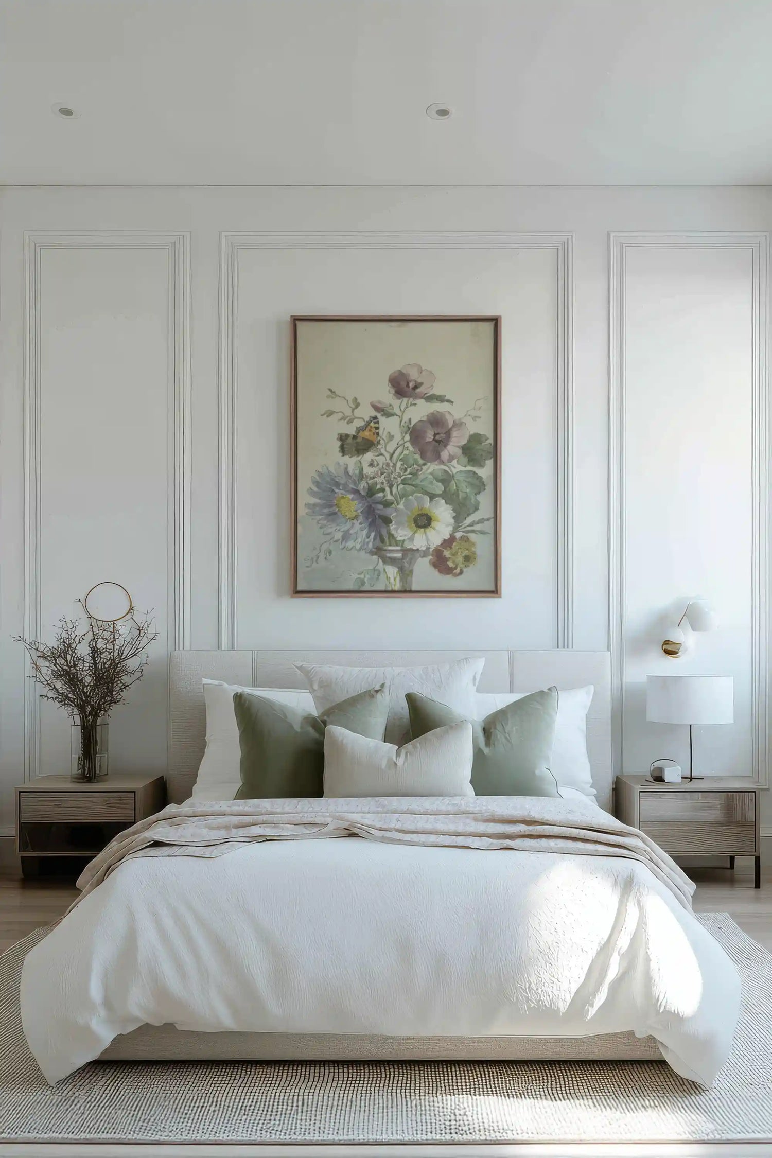 LE JARDIN PAPILLON, Work on stretched canvas, framed Oak Brown