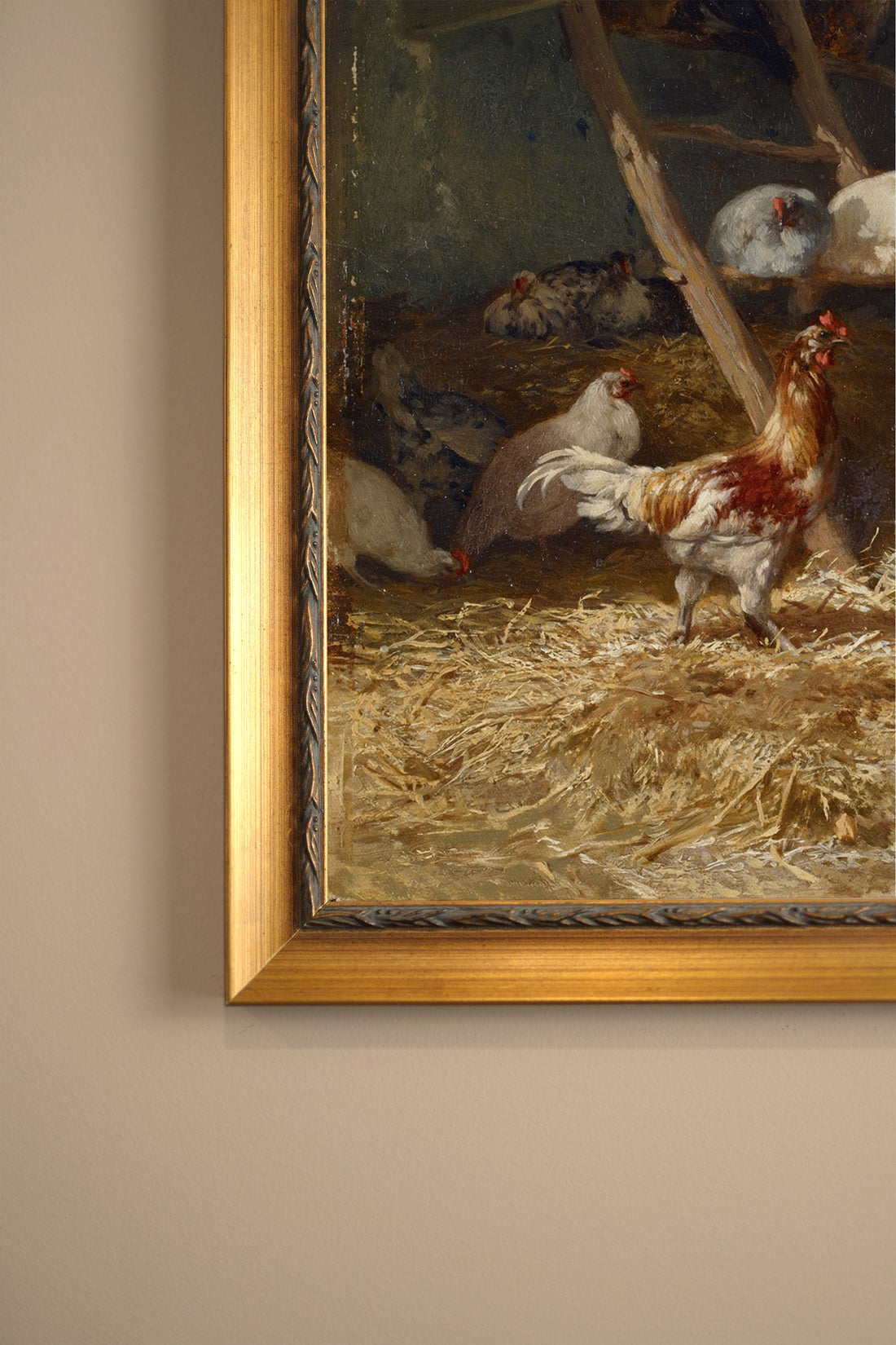 ÉVEIL DE LA FERME, Oeuvre sur toile rigide, encadré Vintage Or