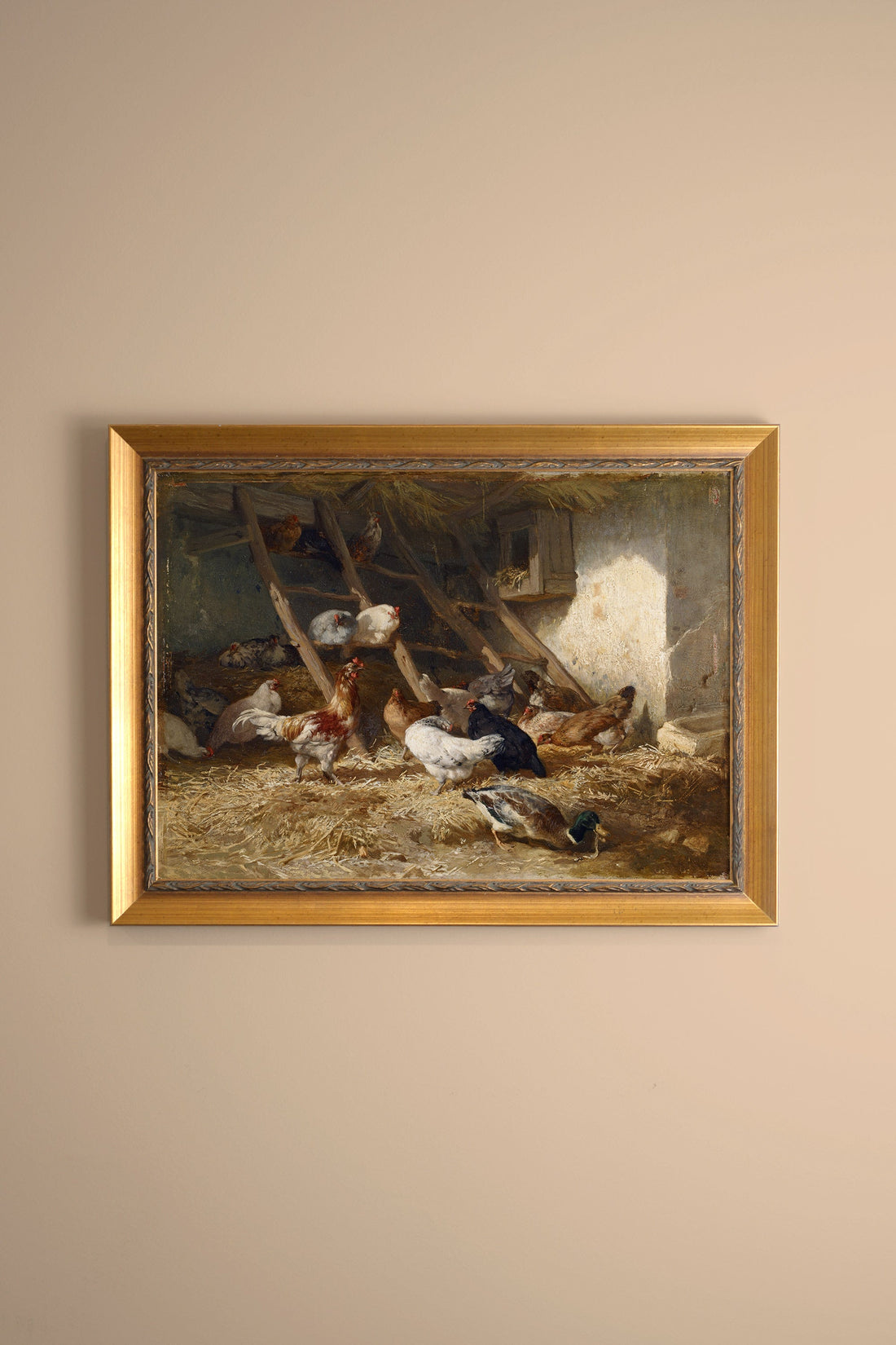 ÉVEIL DE LA FERME, Oeuvre sur toile rigide, encadré Vintage Or