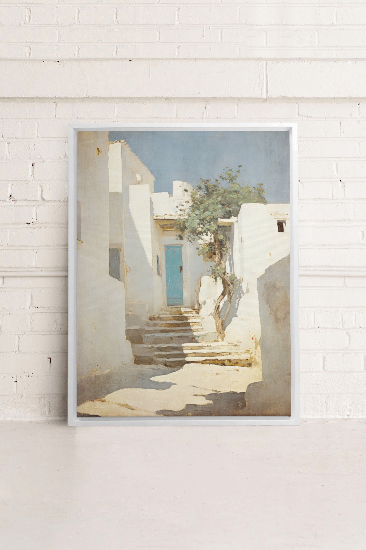 VINTAGE GREEK VILLAS, Oeuvre sur toile étirée, encadré Blanc