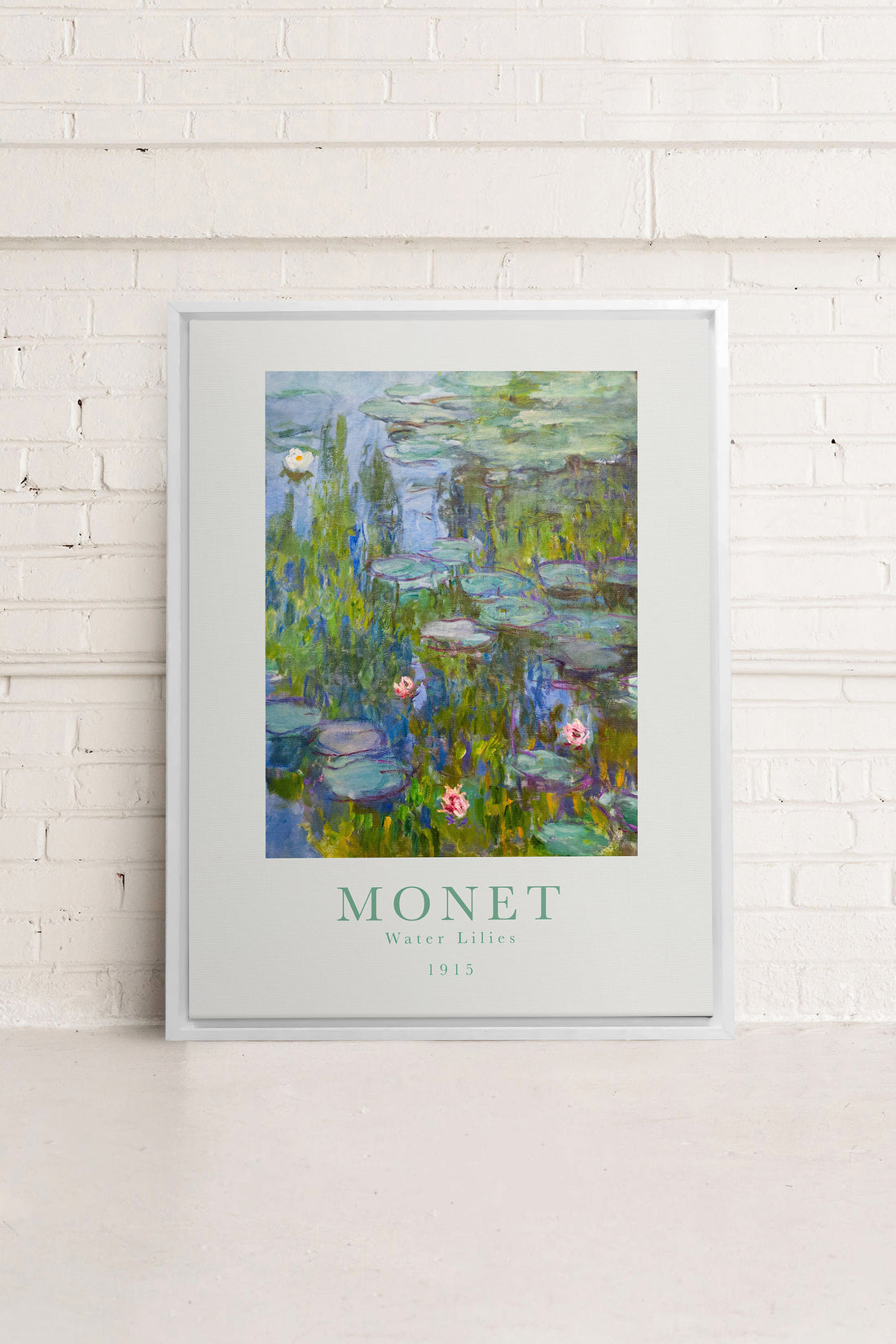 OLEKA CANVAS - WATER LILIES, Oeuvre sur toile étirée, encadré Blanc