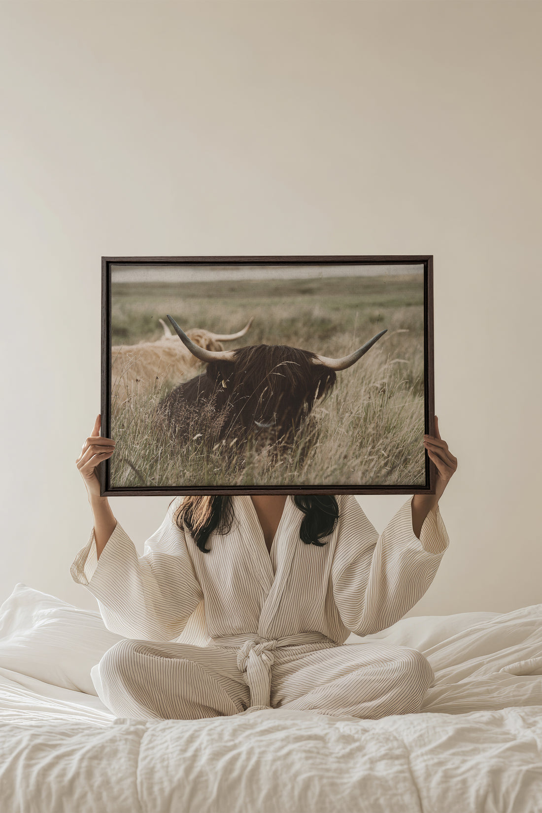 HIGHLAND SPIRIT, Artwork on stretched canvas, framed in Walnut Brown