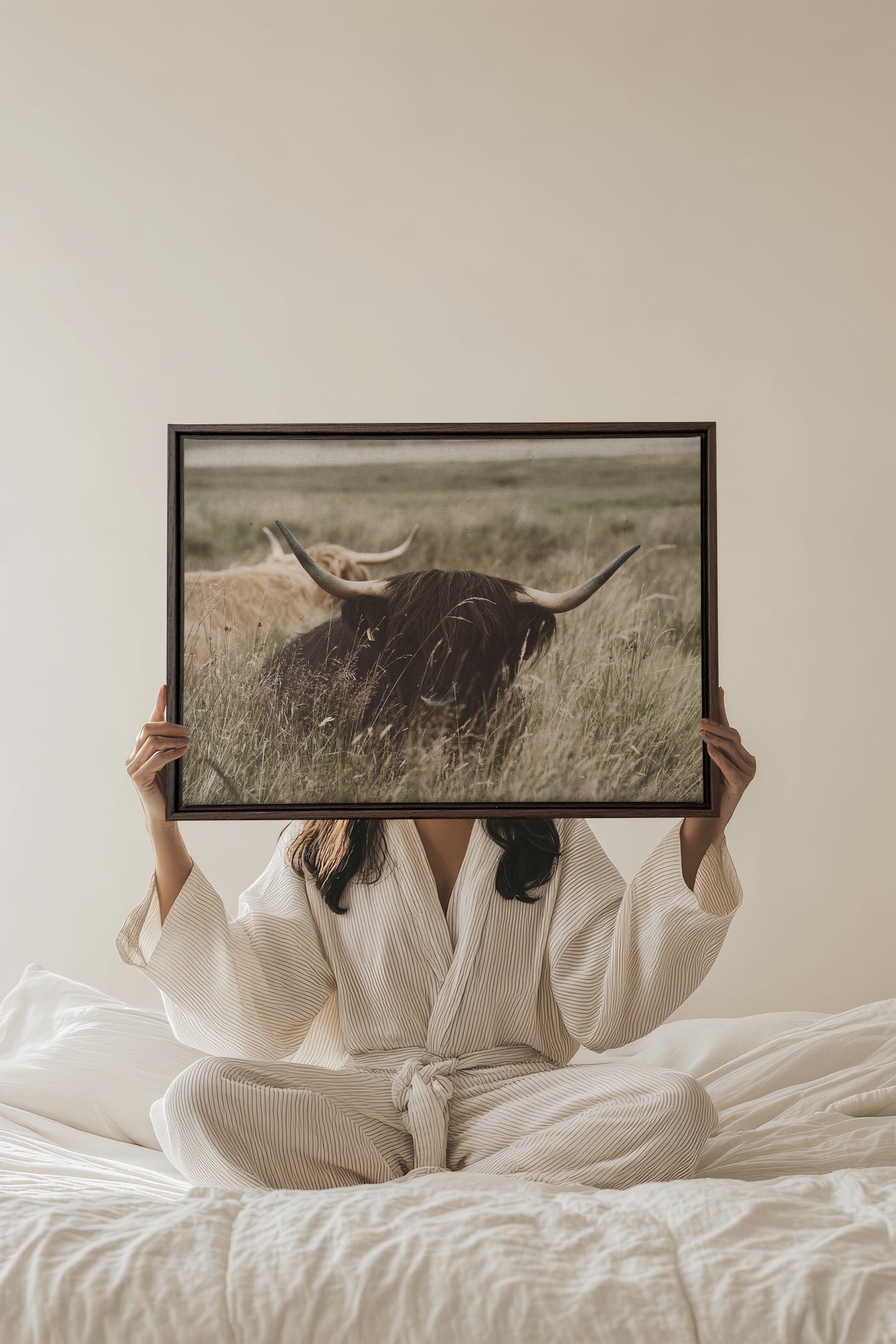 HIGHLAND SPIRIT, Artwork on stretched canvas, framed in Walnut Brown