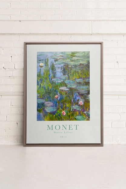 OLEKA CANVAS - WATER LILIES, Oeuvre sur toile étirée, encadré Brun Chêne