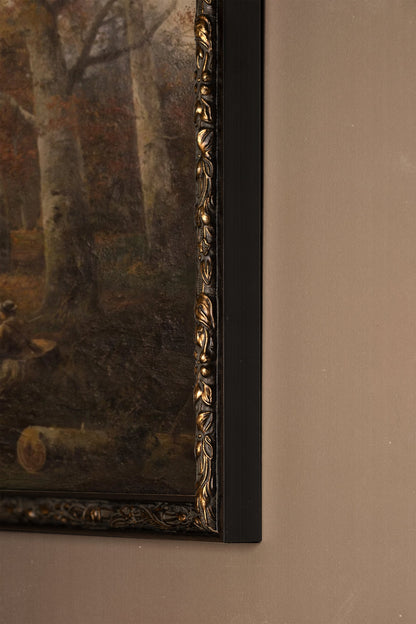 SOUS LES ARBRES DORÉS, Artwork on rigid canvas, framed in Vintage Bronze