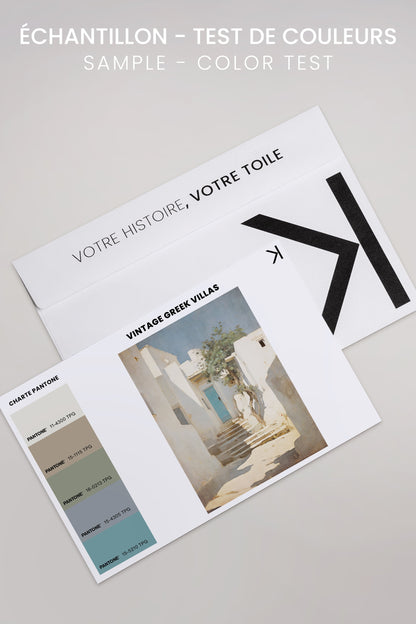 OLEKA CANVAS - VINTAGE GREEK VILLAS, Oeuvre sur toile étirée, encadré Noir