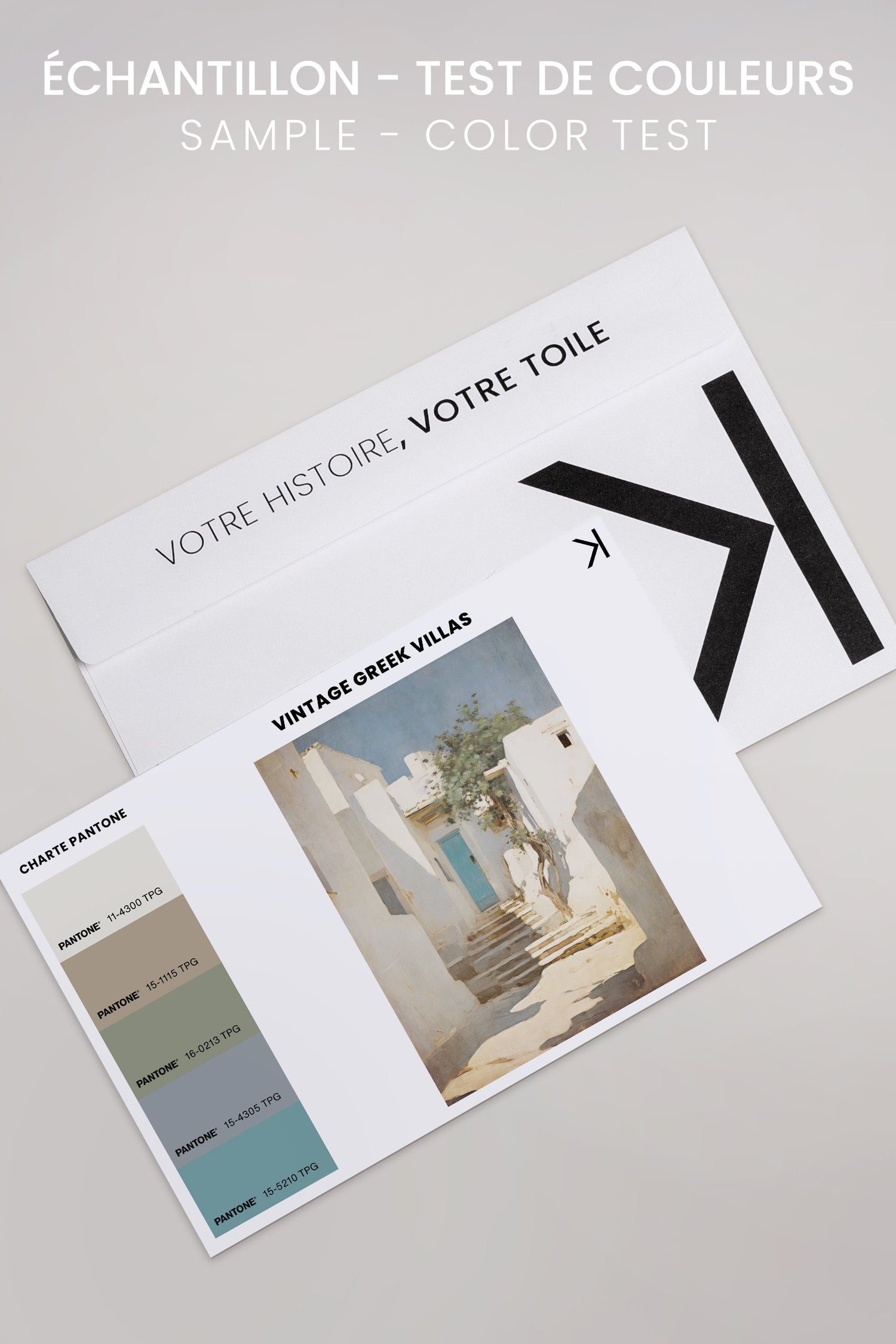 OLEKA CANVAS - VINTAGE GREEK VILLAS, Oeuvre sur toile étirée, encadré Brun Noyer