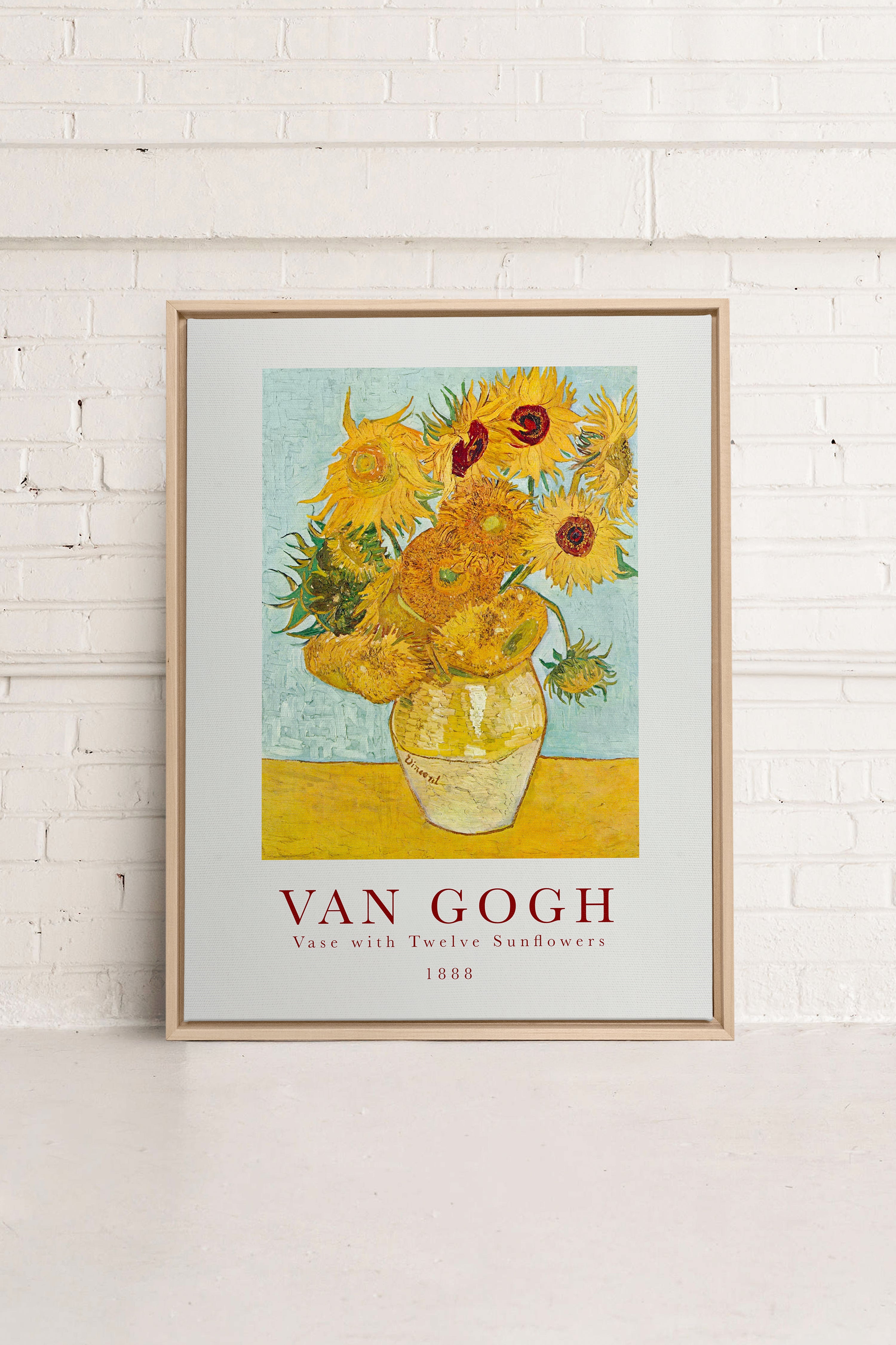 TWELVES SUNFLOWERS, Oeuvre sur toile étirée, encadré Naturel Clair