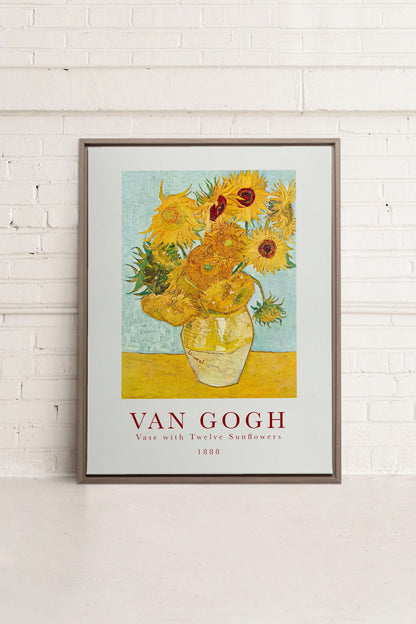 TWELVES SUNFLOWERS, Oeuvre sur toile étirée, encadré Brun Chêne