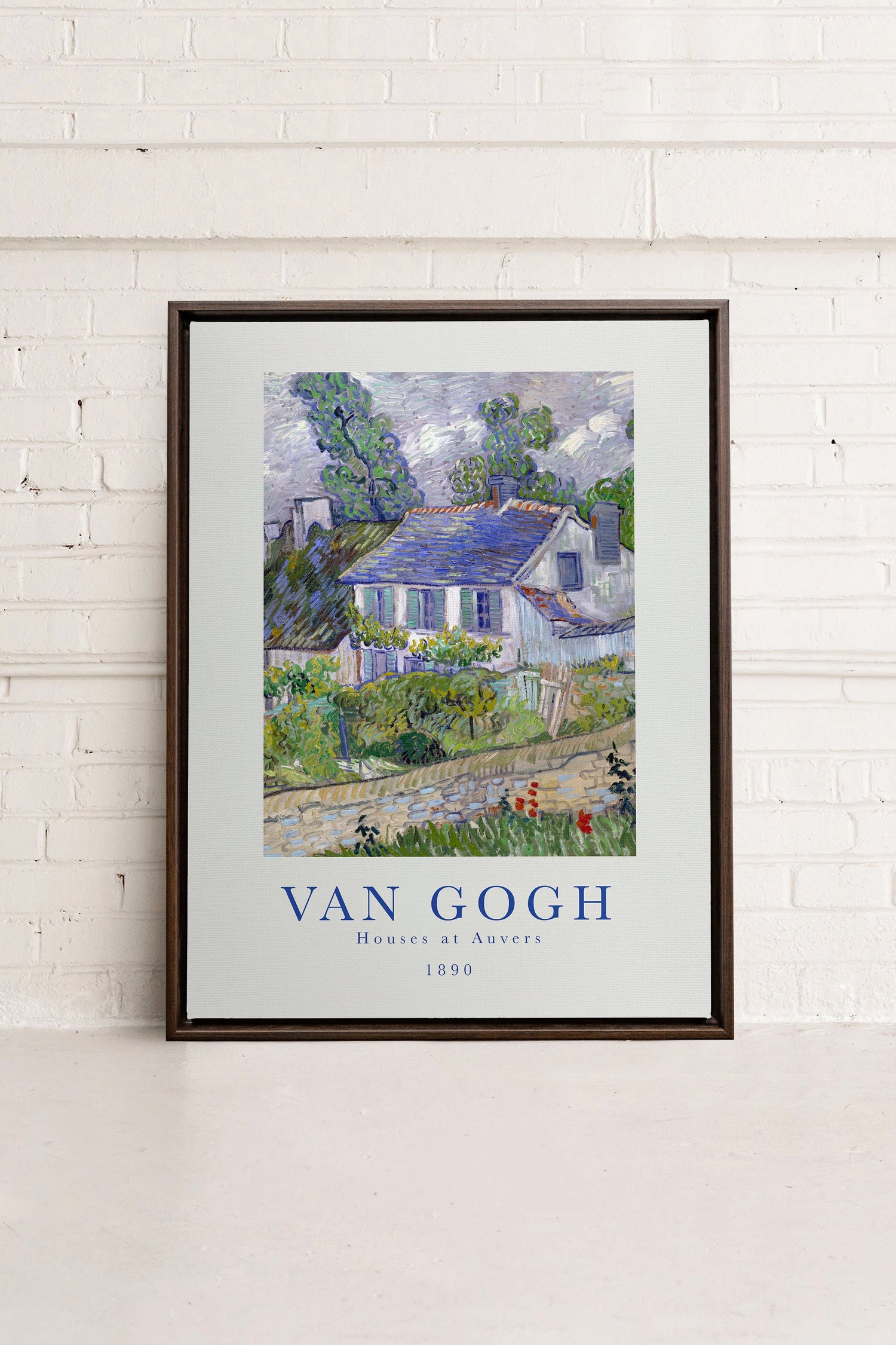 OLEKA CANVAS - HOUSES AT AUVERS, Oeuvre sur toile étirée, encadré Brun Noyer