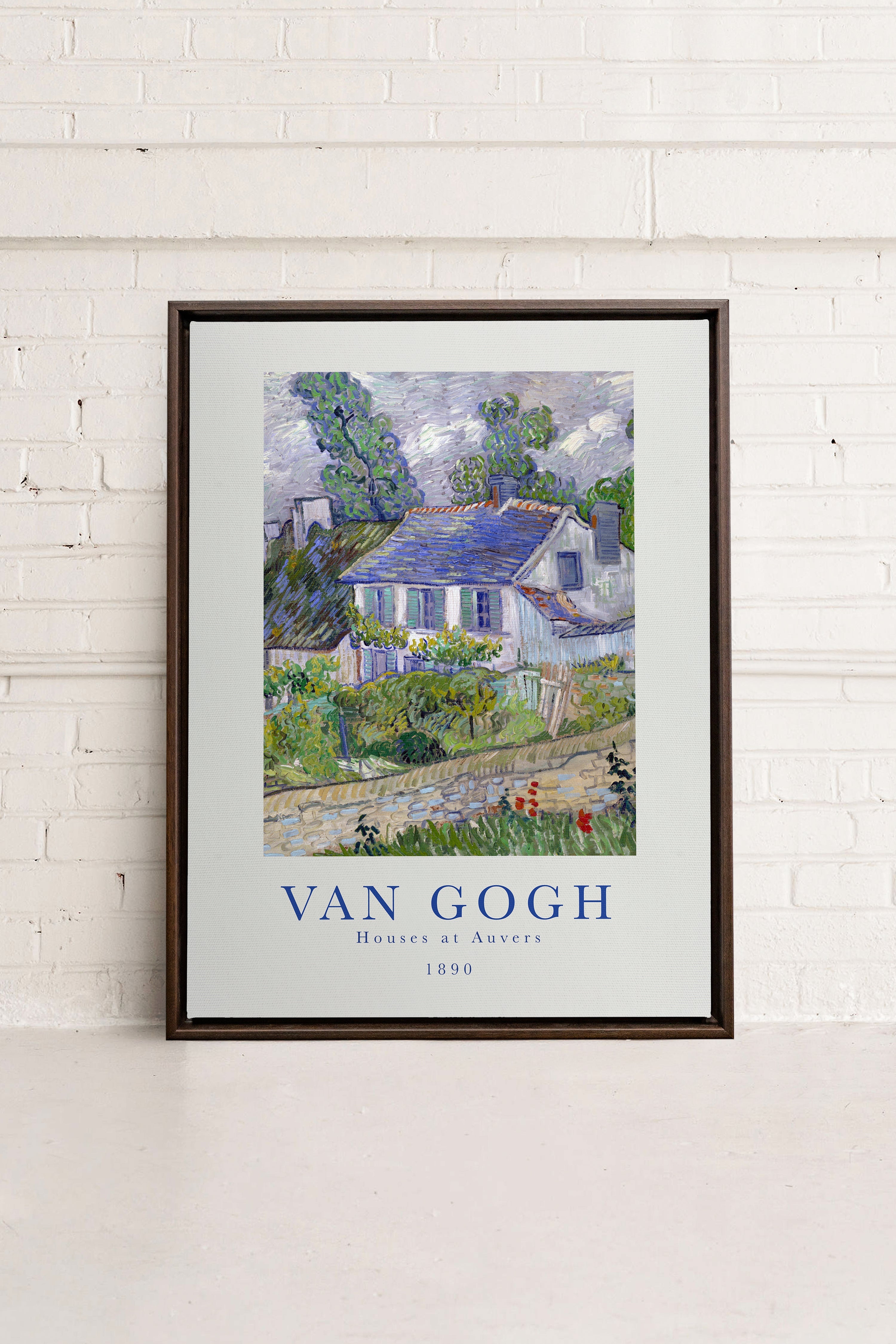 OLEKA CANVAS - HOUSES AT AUVERS, Oeuvre sur toile étirée, encadré Brun Noyer