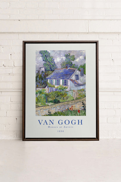 OLEKA CANVAS - HOUSES AT AUVERS, Oeuvre sur toile étirée, encadré Brun Noyer