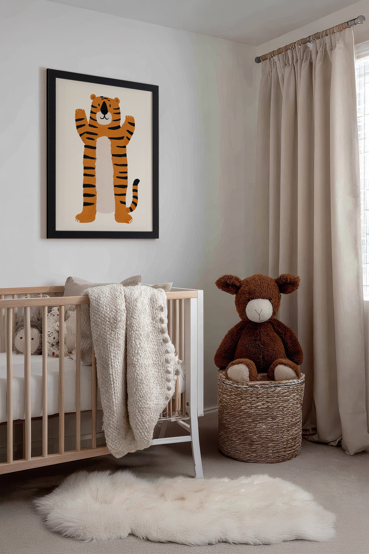 TIGRE CÂLIN, Oeuvre sur toile rigide, encadré Noir