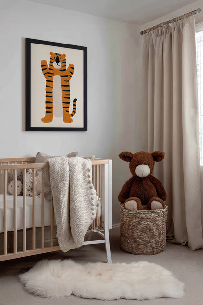 TIGRE CÂLIN, Oeuvre sur toile rigide, encadré Noir