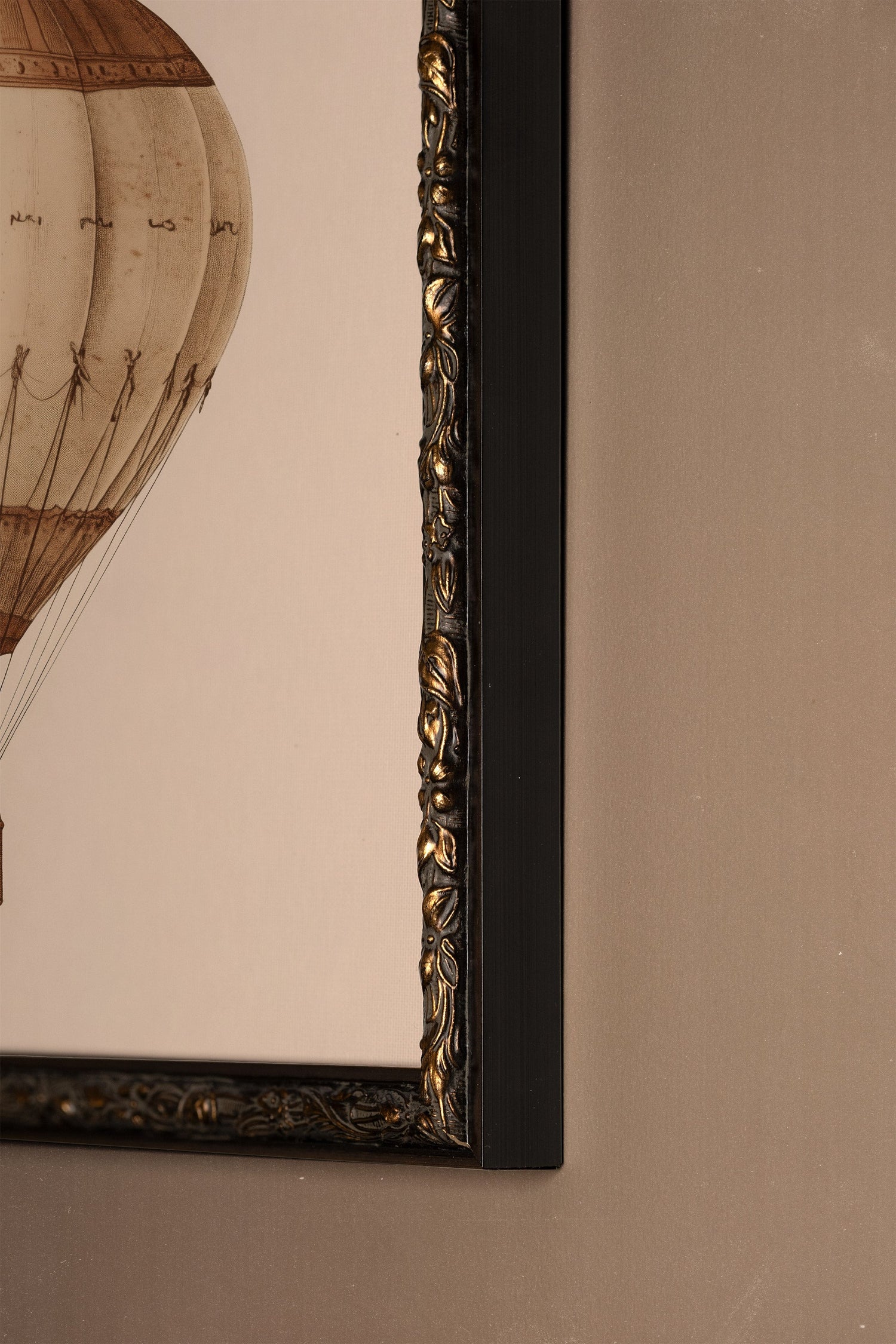 MONTGOLFIÈRE VINTAGE, Artwork on rigid canvas, framed in Vintage Bronze