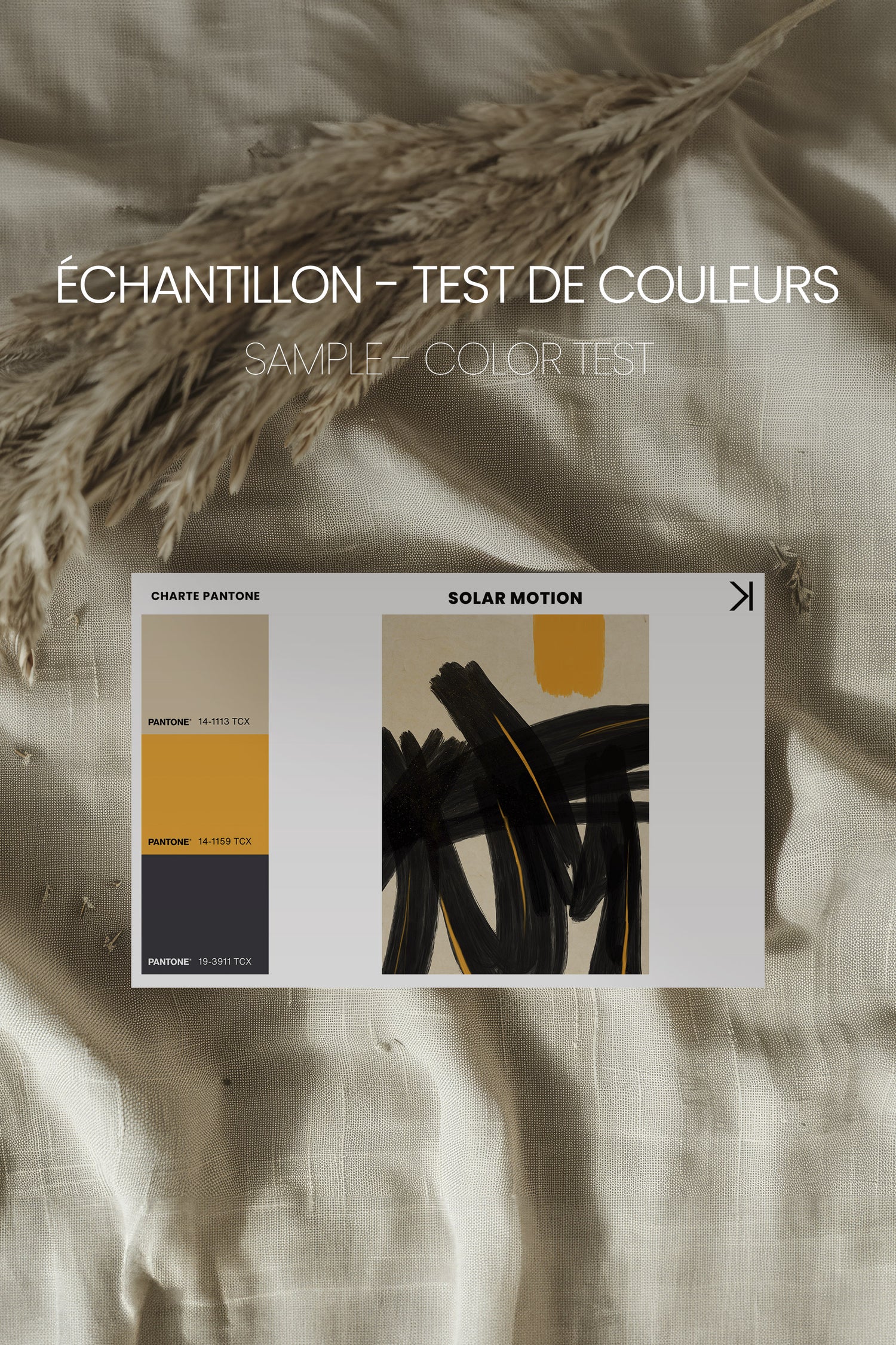 SOLAR MOTION, Artwork on stretched canvas, framed in white