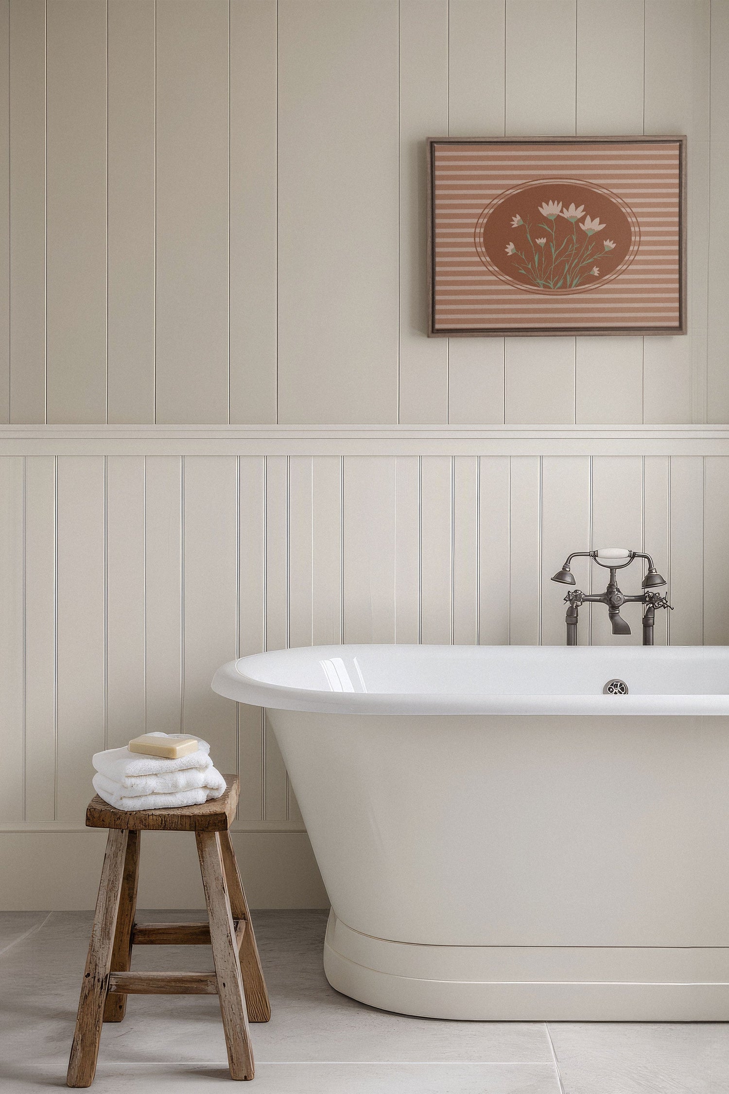 OLEKA CANVAS - CINNAMON FIELDS, Oeuvre sur toile étirée, encadré Brun Chêne